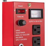 TRANSFORMADOR VARIAC VARIABLE 20A 2000W 120V A 0-130V