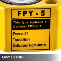 CILINDRO DE GATO HIDRÁULICO MÁX. CAPACIDAD HASTA 5T, SIN BOMBA. MARCA  VEVOR MODELO  FPY-5