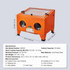 KIT SANDBLAST CON CÁMARA DE TRABAJO 25 GALONES 120 PSI