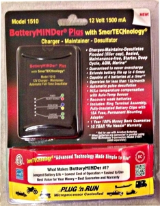 CARGADOR, DESULFATADOR Y ACONDICIONADOR DE BATERÍAS AUTOMOTRICES MARCA: BATTERY MINDER MODELO: 1510